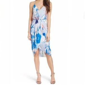 Chelsea28 Nordstrom Women’s Blue Watercolor Print Faux Wrap Dress Size 0